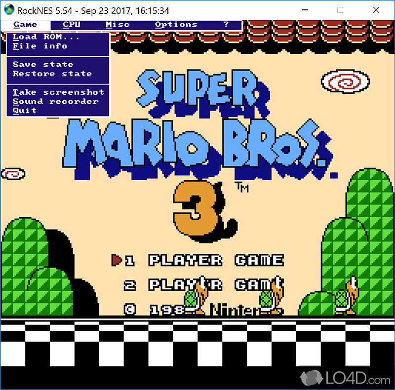 Emulates NES ROMs and plays NSF music - Screenshot of RockNES