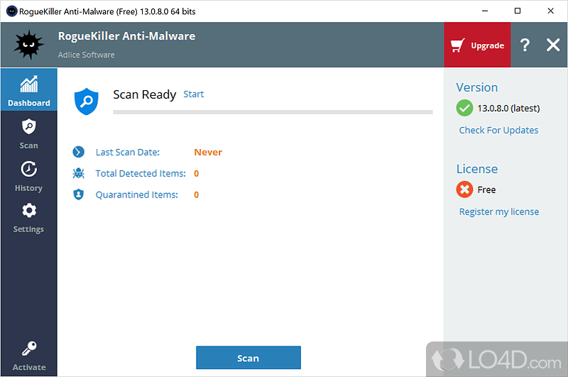 Scans processes, the registry, MBR, services, the Windows task scheduler - Screenshot of RogueKiller