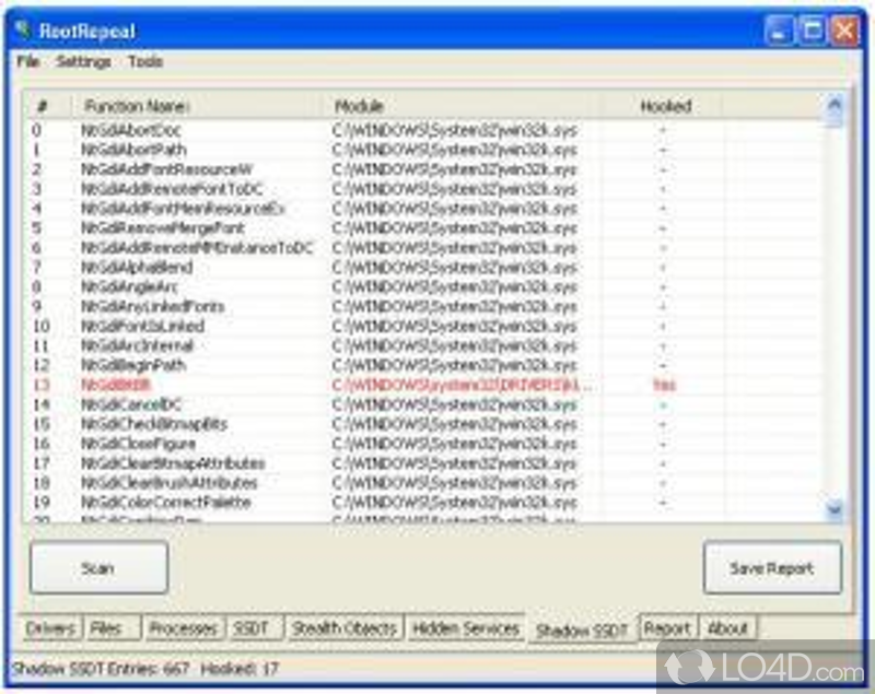 Remove even the most advanced rootkits - Screenshot of RootRepeal - Rootkit Detector