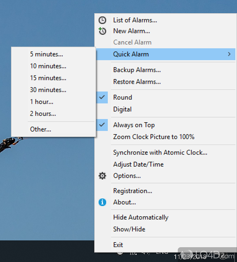 An excellent array of features that put it above most other clock applications - Screenshot of Round Clock