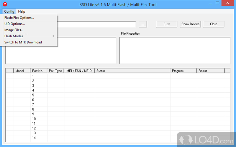 Allows you to flash the Stock Firmware on the Motorola Smartphone - Screenshot of RSD Lite