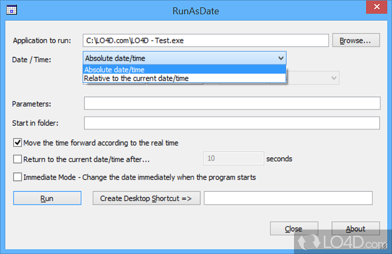 Little effort required to deploy on your system - Screenshot of RunAsDate