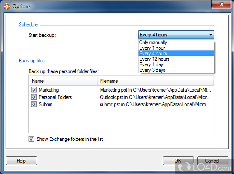 Backup Outlook PST files - Screenshot of Safe PST Backup