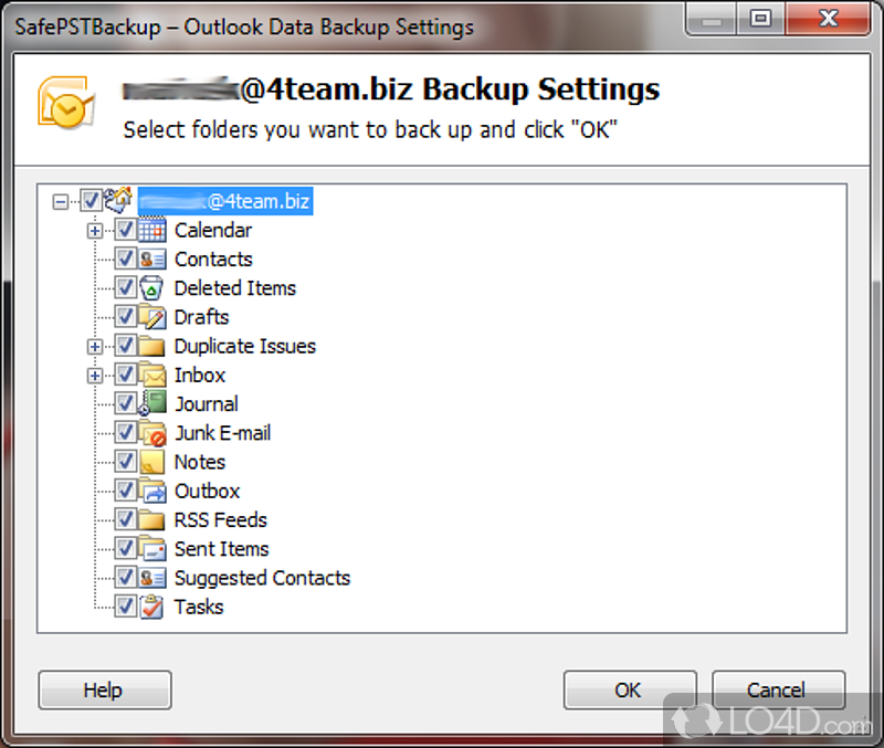 Safe PST Backup: User interface - Screenshot of Safe PST Backup