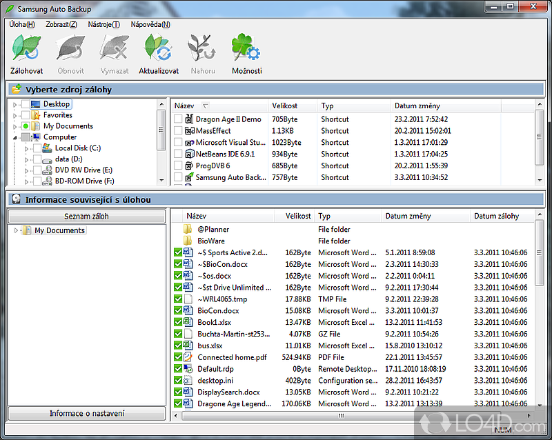 Automatic backup software for Samsung/Seagate devices - Screenshot of Samsung Auto Backup