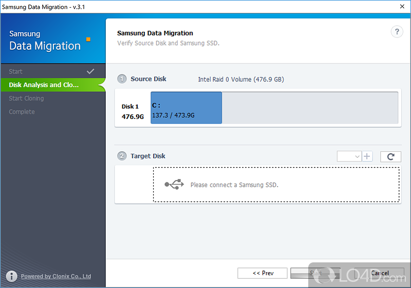 Rapid installation and wizard-like interface - Screenshot of Samsung Data Migration