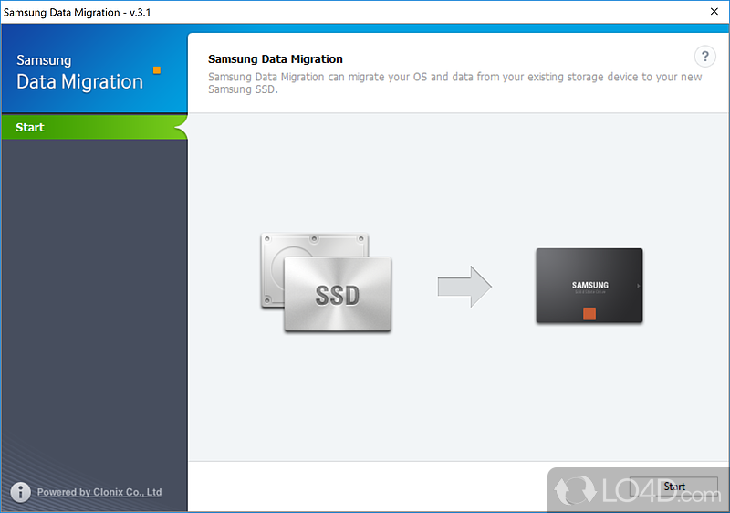 Migrate data to Samsung SSDs by cloning the entire disk/selected partitions - Screenshot of Samsung Data Migration
