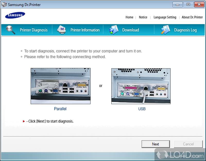 Samsung Dr. Printer: User interface - Screenshot of Samsung Dr. Printer