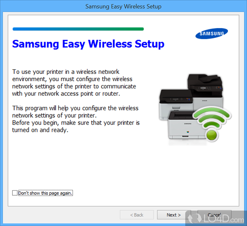 Setup the wireless printer - Screenshot of Samsung Easy Wireless Setup