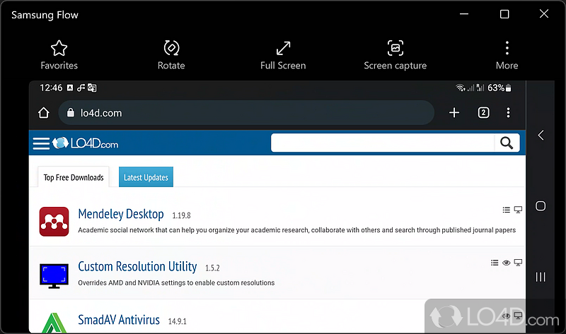 Across your android and desktop devices - Screenshot of Samsung Flow