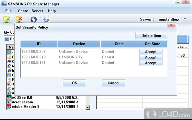 Official DLNA media streaming software for Samsung televisions - Screenshot of Samsung PC Share Manager