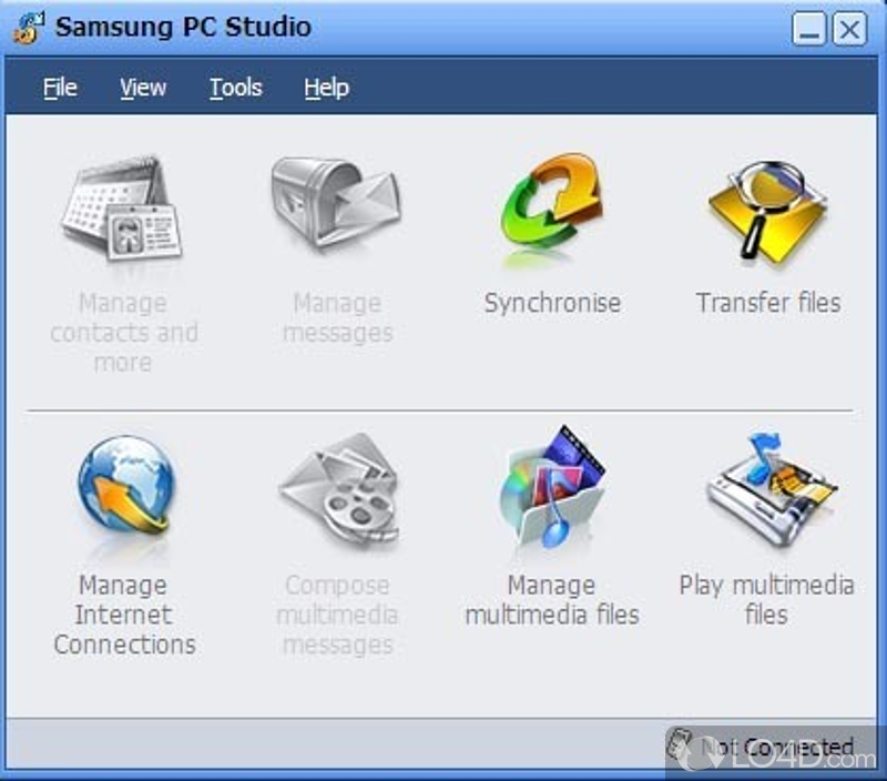 Provides support for Samsung E530, E720 and Z130 on Windows - Screenshot of Samsung PC Studio II