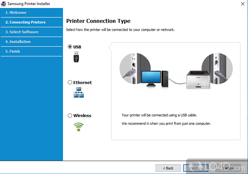 Helpful utility to install the printer - Screenshot of Samsung Printer Installer