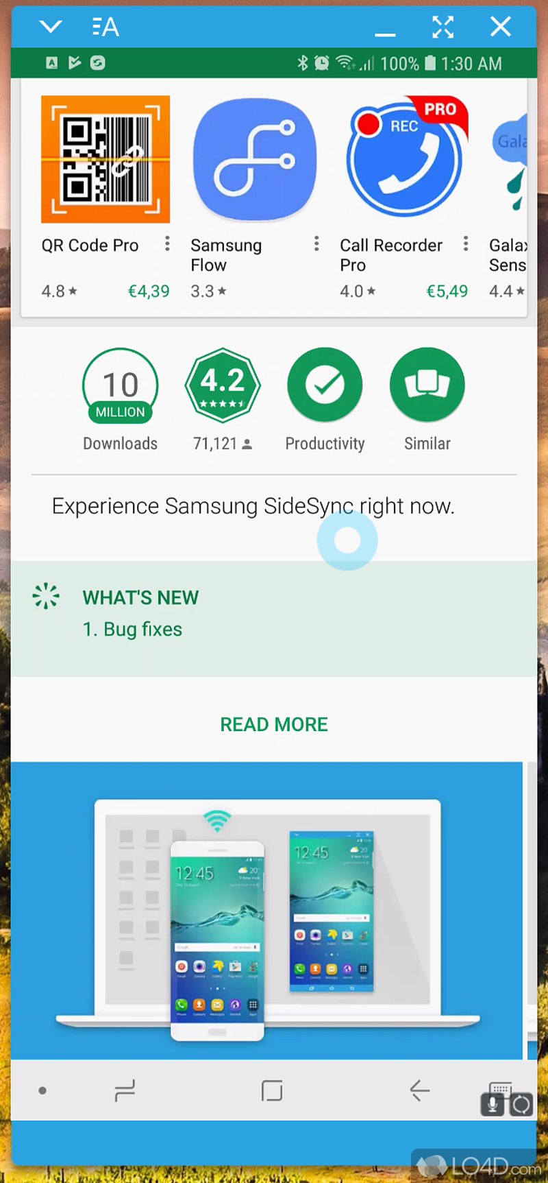 Allows you to transfer files to your computer - Screenshot of Samsung SideSync