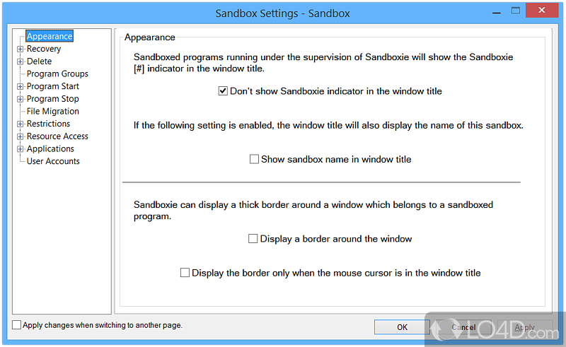 Run application in a controlled environment - Screenshot of Sandboxie