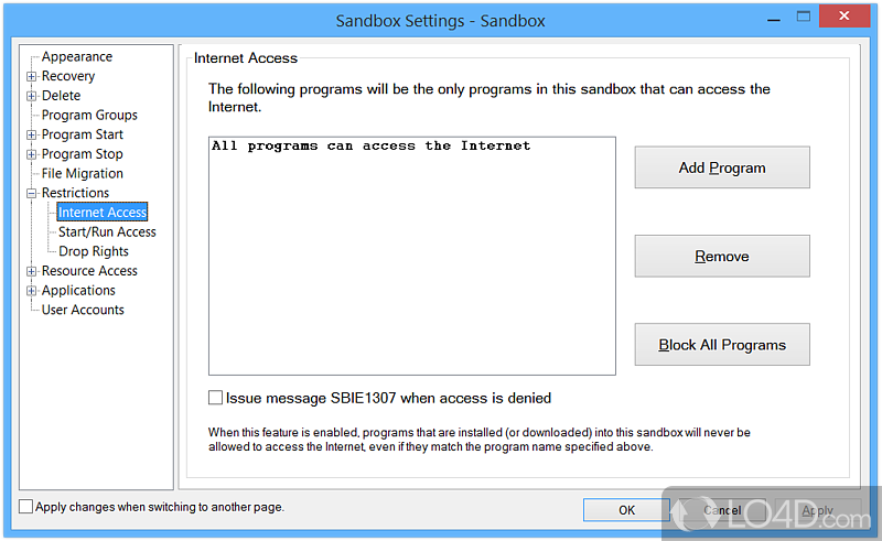 Secure use of new applications - Screenshot of Sandboxie