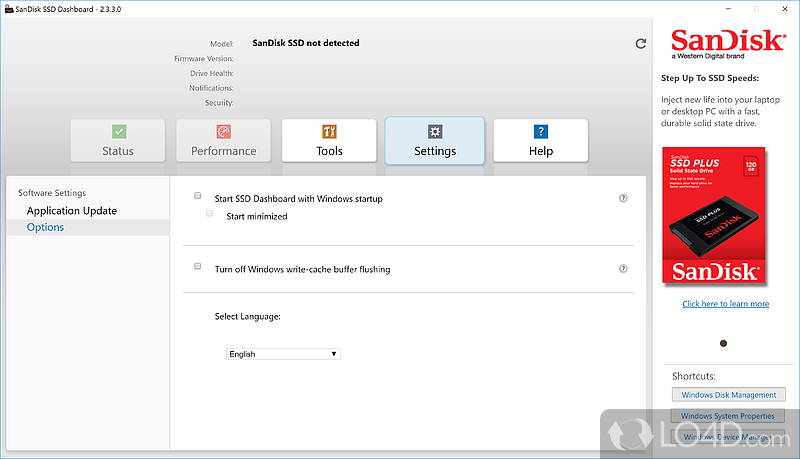 A handy tool that can help keep your SSD in top condition - Screenshot of SanDisk SSD Dashboard