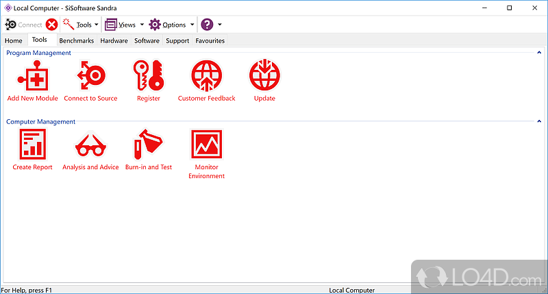 View hardware and software data - Screenshot of SiSoftware Sandra Lite