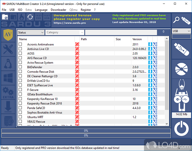 Create multiboot USB devices - Screenshot of SARDU