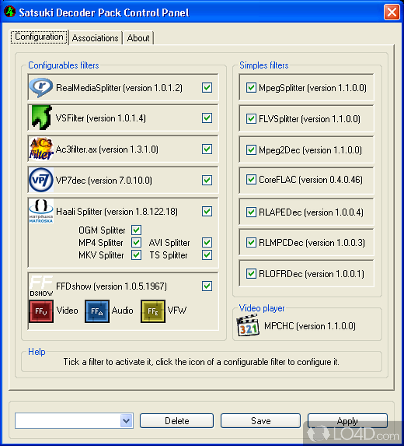 Several post-process configuration options available - Screenshot of Satsuki Decoder Pack