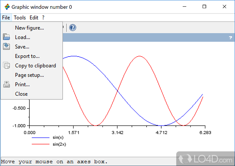 Mathematical functions - Screenshot of Scilab