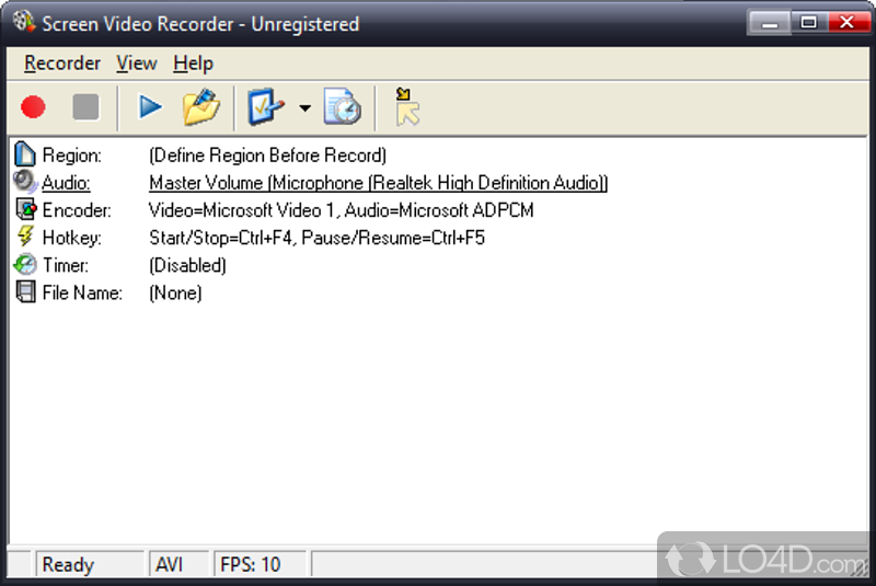 Software app that records screen activities, audio - Screenshot of Screen Video Recorder