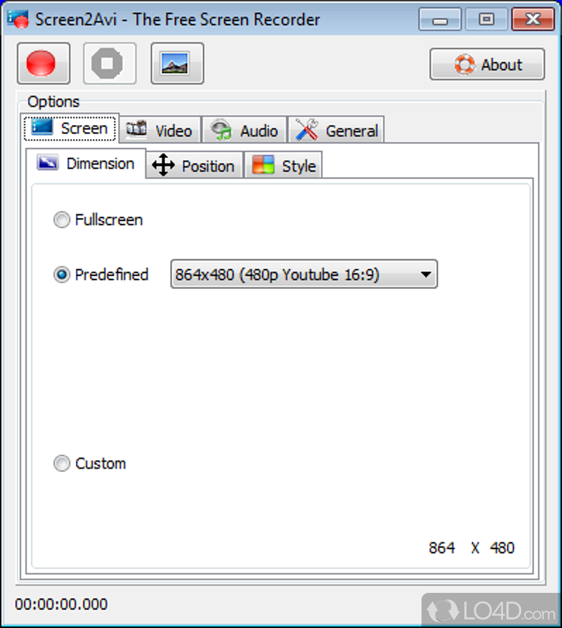 Configure recording options - Screenshot of Screen2Avi