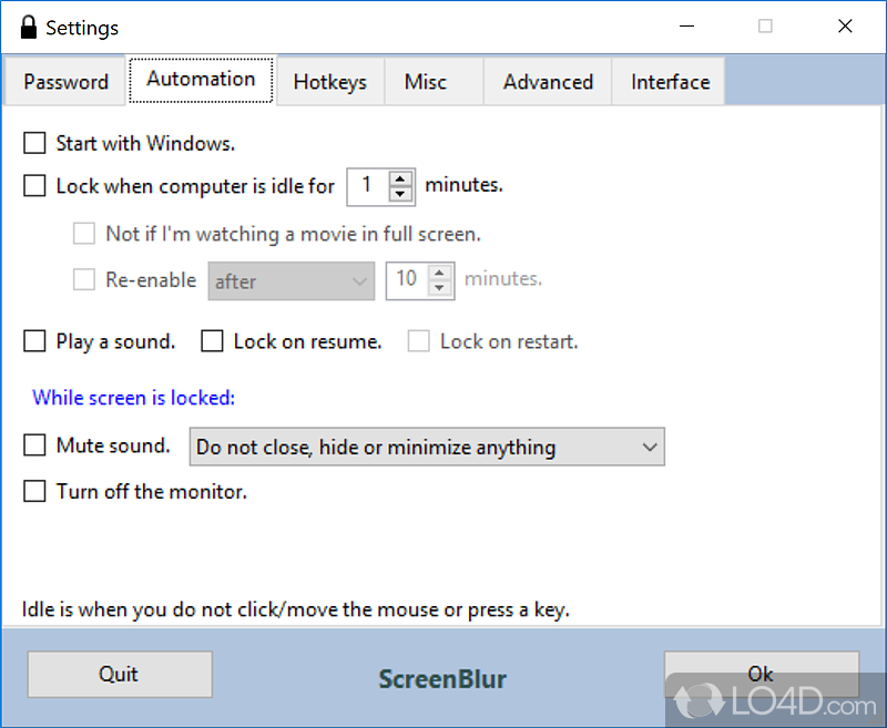 Protect your Windows desktop with a password - Screenshot of Screen Blur