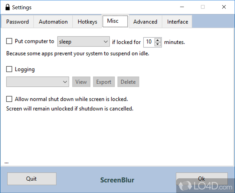 Screen Blur: Chosen password - Screenshot of Screen Blur