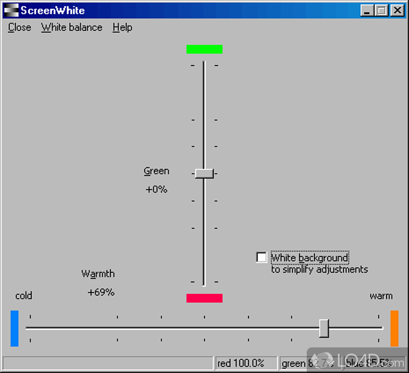 App for adjusting monitor colors: brightness, contrast, color luminance, green, warm/cold ratio - Screenshot of ScreenBright