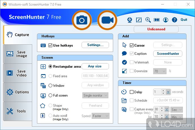 Capture the entire desktop, a custom rectangle or active window - Screenshot of ScreenHunter Free