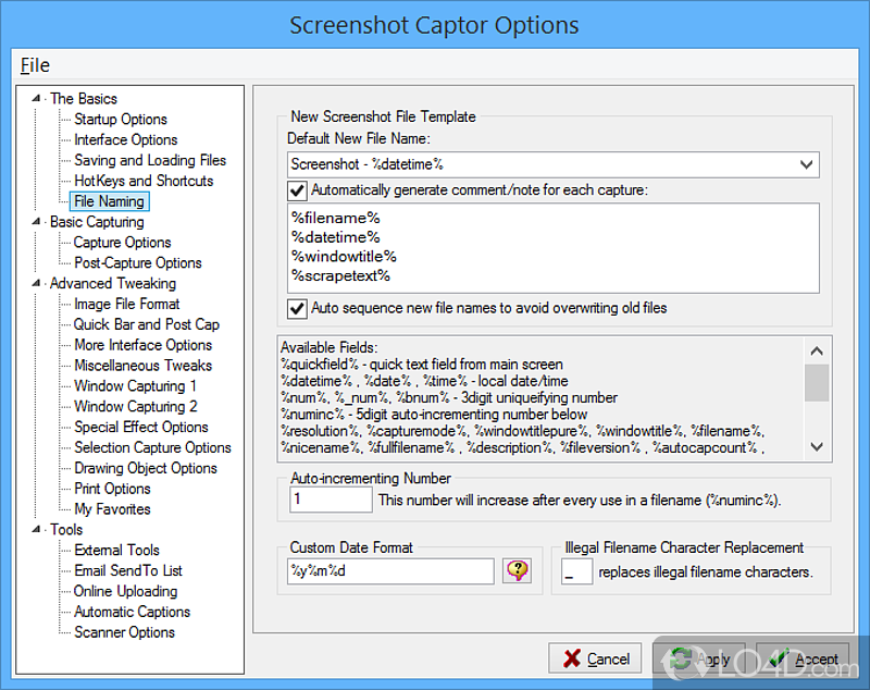Take multiple types of snapshots - Screenshot of Screenshot Captor