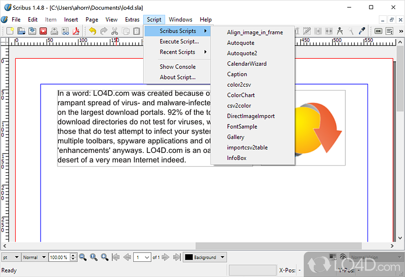 Free desktop publishing program that lets you create all kinds of documents - Screenshot of Scribus