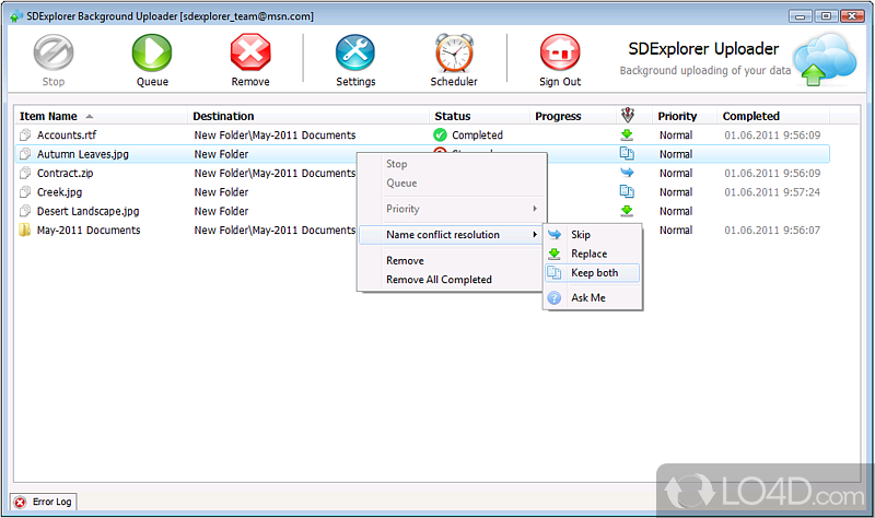 Microsoft Live SkyDrive - Screenshot of SDExplorer Base