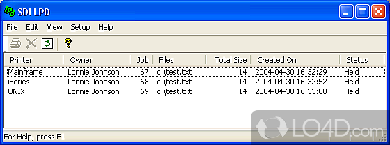 SDI LPD: User interface - Screenshot of SDI LPD