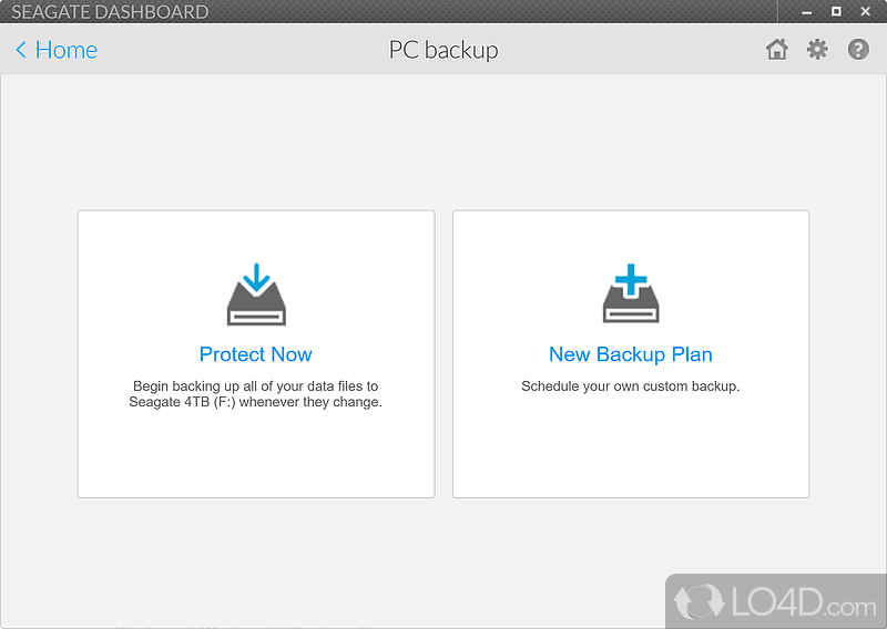 Seagate Dashboard: User interface - Screenshot of Seagate Dashboard