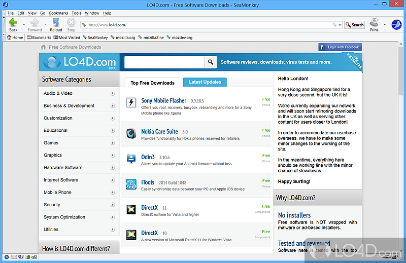 All-in-one software for advanced users and developers that helps them browse on Internet - Screenshot of SeaMonkey