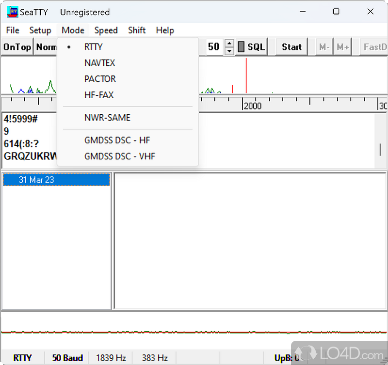 RTTY/NAVTEX/HF-FAX weather reports receiver - Screenshot of SeaTTY