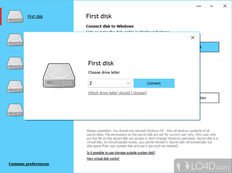 Test the application's capabilities of hiding your sensitive data - Screenshot of Secret Disk