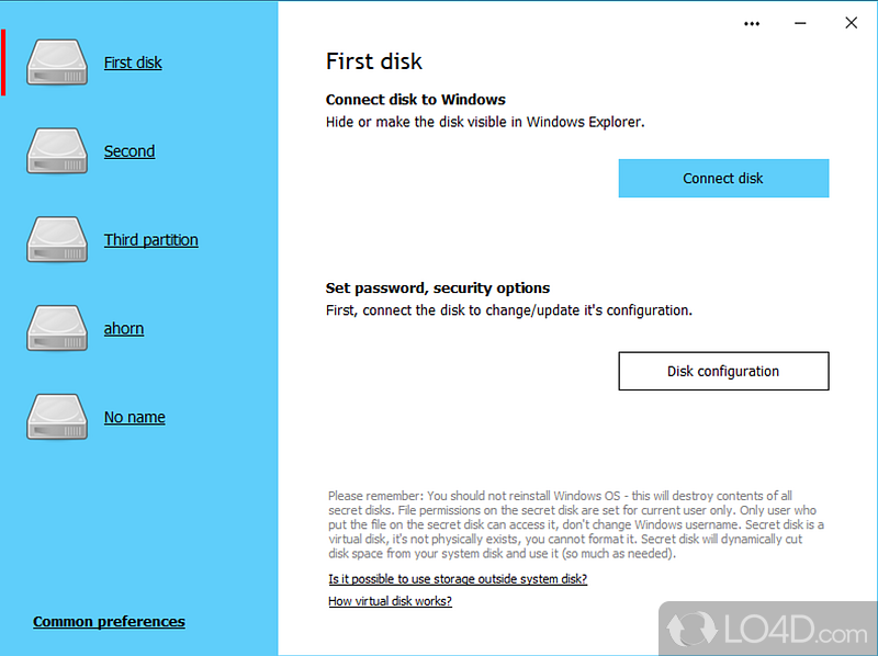 Protects your virtual drives with a PIN number - Screenshot of Secret Disk