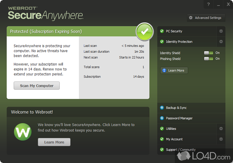 Webroot SecureAnywhere AntiVirus screenshot