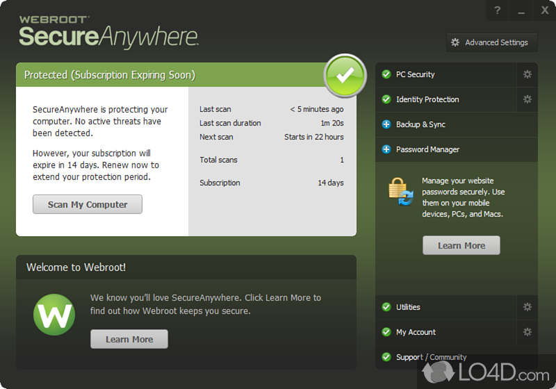 Webroot SecureAnywhere AntiVirus screenshot