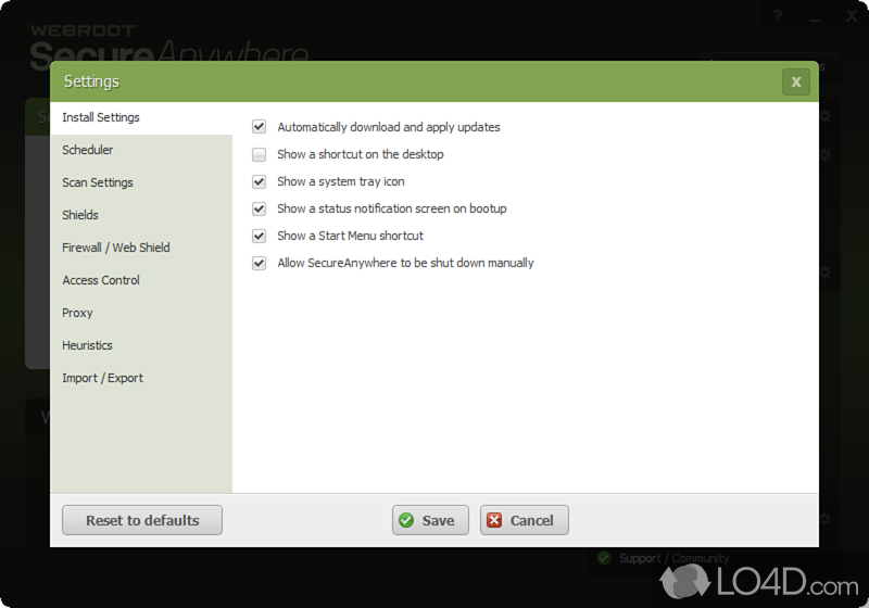 Webroot SecureAnywhere AntiVirus: User interface - Screenshot of Webroot SecureAnywhere AntiVirus