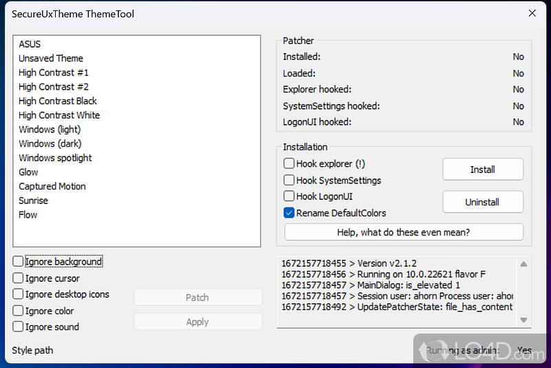 Apply patches directly in Windows   - Screenshot of SecureUxTheme