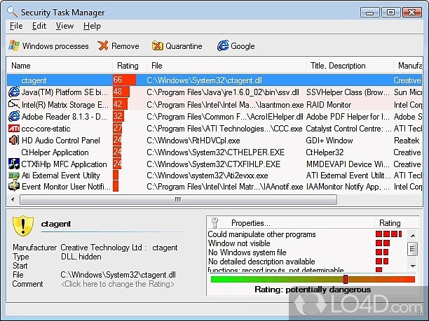 Security Task Manager tells you exactly what programs are running on