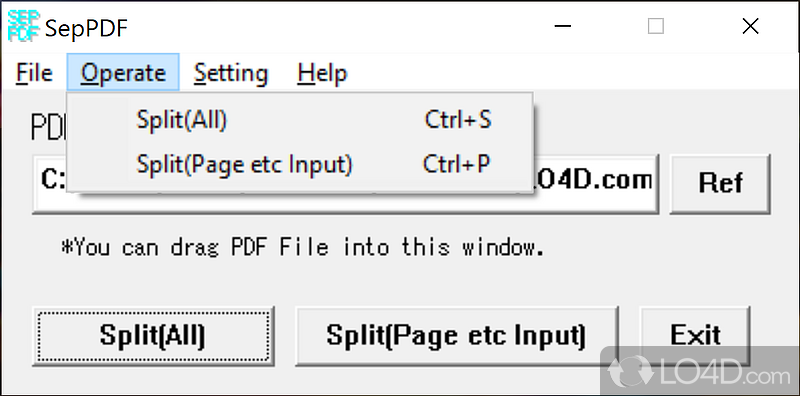 Very basic PDF splitting program - Screenshot of SepPDF