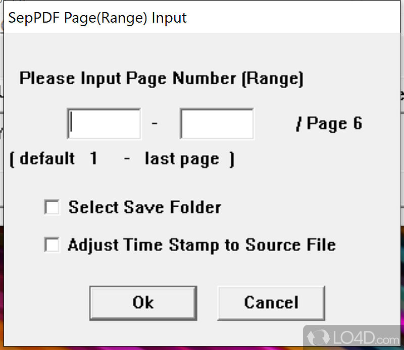 SepPDF: User interface - Screenshot of SepPDF