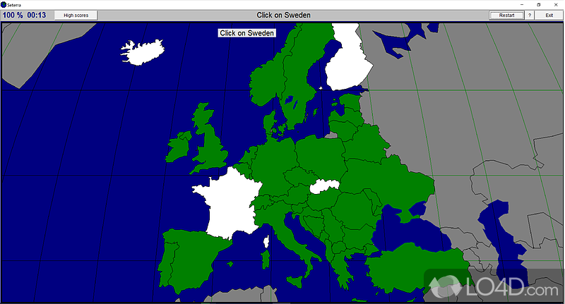 Educational game focusing on learning and quizzing geography - Screenshot of Seterra