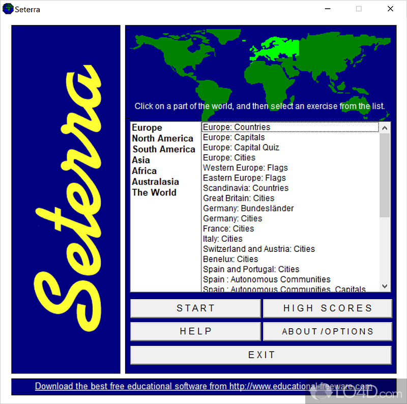 Interactive geography quiz app - Screenshot of Seterra