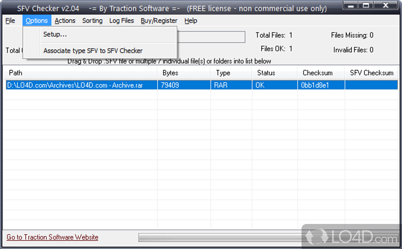 Simple design an intuitive interface - Screenshot of SFV Checker